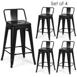 Tangkula Set Of 4 Metal Bar Stools 24" Industrial Chair Low Back Black -Furniture Specialty Store GUEST a7b3eff5 36f3 4e6f 9312 d5f917ca5f69