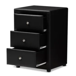 Tessa Faux Leather Upholstered 3 Drawer Nightstand Black - Baxton Studio -Furniture Specialty Store GUEST a80a54b6 8dd4 4239 9d5e 8d48868ddd4a