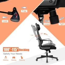 Costway Adjustable Mesh Office Task Chair Heating Lumbar Support Headrest GreyBlack -Furniture Specialty Store GUEST a80c073a 890f 4b81 8b08 db99156b6a9b