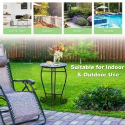 Costway Mosaic Side Table Accent Table Round Balcony Bistro End Table OrangeBlueNavy -Furniture Specialty Store GUEST a82a54da 4188 43fc ad86 d44558630beb