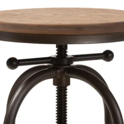Baxton Studio Aline Wood And Rust Finished Steel Adjustable Swivel Barstool Brown - BaxtonStudio -Furniture Specialty Store GUEST a8917161 3836 4a1c 9ebf f617256b3185