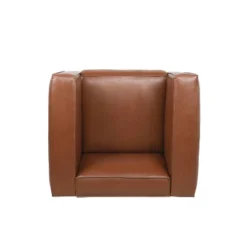 Goyette Contemporary Faux Leather Club Chair Cognac Brown/Dark Walnut - Christopher Knight Home -Furniture Specialty Store GUEST a9043c9f d1f7 4b4f ab7d f1b92265cdab