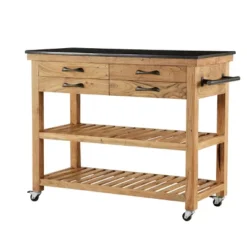 Coastal Wood Kitchen Cart Brown - Olivia & May