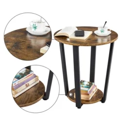 Yaheetech Industrial Side Table, Round Sofa Table With Storage Rack -Furniture Specialty Store GUEST a99c0c3d a06b 4fbd a705 06f167d36b56