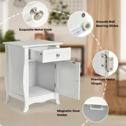 Costway 2PCS Accent End Table With Drawer Storage Cabinet Nightstand White -Furniture Specialty Store GUEST a9dc225c f267 4608 8cf3 db3db27b34d1