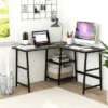 Costway L Shaped Corner Computer Desk Study Table W/Storage Shelves Black/Rustic Brown 2 Costway L Shaped Corner Computer Desk Study Table W/Storage Shelves Black/Rustic Brown -Furniture Specialty Store GUEST a9e7ed41 30b3 40b6 ab0c 4c0766fb9bbe