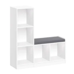 Kids' 5 Cubby Storage Bench White - RiverRidge Home