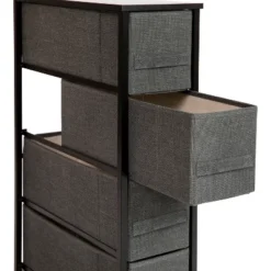 Emma And Oliver 4 Drawer Vertical Slim Storage Dresser-Wood Top & Fabric Pull Drawers -Furniture Specialty Store GUEST aa8ac5f6 1bce 40d5 9152 d268d86b0de1