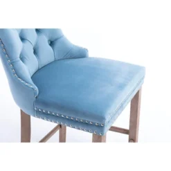 Set Of 2 Velvet Upholstered Barstools With Button Tufted Decoration, Chrome Nailhead Trim And Wooden Legs-ModernLuxe 24 Set Of 2 Velvet Upholstered Barstools With Button Tufted Decoration, Chrome Nailhead Trim And Wooden Legs-ModernLuxe -Furniture Specialty Store GUEST ab4f611f d428 4d15 ab61 b8d9039ea4b8