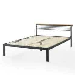 Hylle Metal Platform Bed With Low Headboard Shelf Black - Mellow -Furniture Specialty Store GUEST ab7eebbc 3b75 4a5e 8681 70d8a1725712