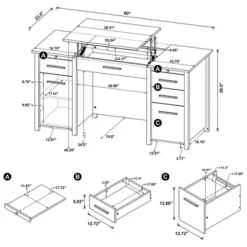 Dylan 4 Drawer Standing Office Desk With Cabinet - Coaster -Furniture Specialty Store GUEST ac01ad60 c9a1 4d1b b30a fbf26c285cec