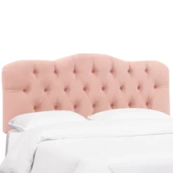 Full Tufted Headboard In Velvet Blush Pink - Skyline Furniture