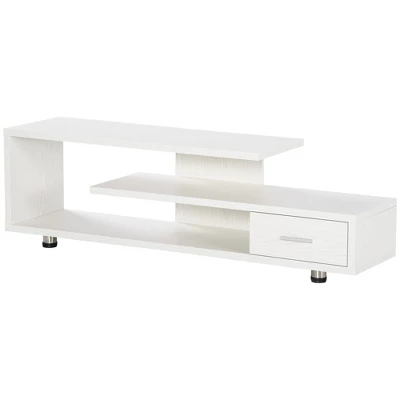 HOMCOM Modern TV Stand For TVs Up To 45", TV Cabinet With Storage Shelf And Drawer, Entertainment Center For Living Room Bedroom, White 5 HOMCOM Modern TV Stand For TVs Up To 45", TV Cabinet With Storage Shelf And Drawer, Entertainment Center For Living Room Bedroom, White - Image 3