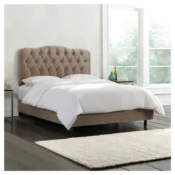 Seville Upholstered Bed In Linen - Skyline Furniture