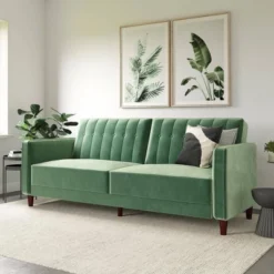 Pin Tufted Velvet Transitional Futon - Room & Joy -Furniture Specialty Store GUEST addb38cb a1d4 41aa 9216 8156e6d610d7