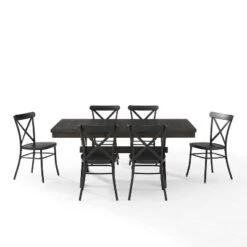 7pc Hayden Extendable Dining Set With Camille Chairs Matte Black/Slate - Crosley -Furniture Specialty Store GUEST ae1718f2 08d1 46de b0b6 8b3ad0447c59