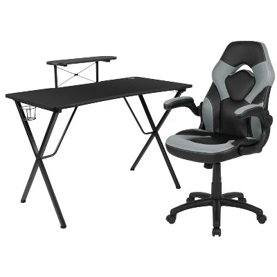 Flash Furniture Gaming Desk And Racing Chair Set With Cup Holder, Headphone Hook, And Monitor/Smartphone Stand 14 Flash Furniture Gaming Desk And Racing Chair Set With Cup Holder, Headphone Hook, And Monitor/Smartphone Stand - Image 12