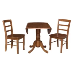 42" Albion Drop Leaf Dining Table With 2 Madrid Ladderback Chairs Distressed Oak - International Concepts -Furniture Specialty Store GUEST ae5eacf1 d9df 4bd0 8f05 d978fd7a2aaf