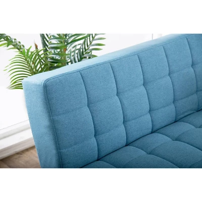 Carlie Mid Century Tufted Fabric Convertible Sofa Futon Blue - Abbyson Living 7 Carlie Mid Century Tufted Fabric Convertible Sofa Futon Blue - Abbyson Living - Image 5