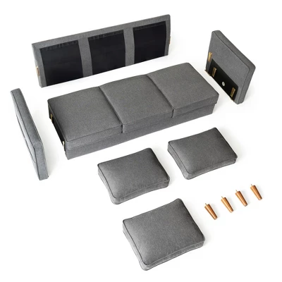 Hana Modern Linen Fabric Sofa/Couch With Armrest Pockets - Mellow 8 Hana Modern Linen Fabric Sofa/Couch With Armrest Pockets - Mellow - Image 6