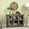 HOMCOM Farmhouse Style Buffet Cabinet, Glass Door Sideboard, Kitchen Storage Cabinet, Coffee Bar For Living Room, Distressed Grey -Furniture Specialty Store GUEST af5c33f6 0c62 45ca a000 c58395f181f8