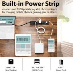 Costway 55'' Computer Desk Home Office PC Workstation W/ Power Outlets & USB Ports Rustic / Black -Furniture Specialty Store GUEST b05ce448 5e5f 47ab ae97 34cbd41a9ad5