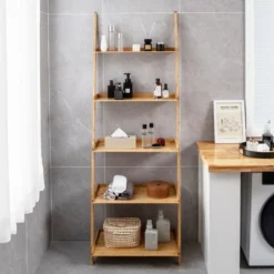 Costway 2 PCS 5-Tier Bamboo Ladder Shelf Wall-Leaning Display Bookcase Storage Rack 14 Costway 2 PCS 5-Tier Bamboo Ladder Shelf Wall-Leaning Display Bookcase Storage Rack -Furniture Specialty Store GUEST b06435f6 253e 4e3d b0fe a7a7a9c81773