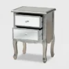 Leonie Wood And Mirrored Glass 2 Drawer Nightstand Silver - Baxton Studio -Furniture Specialty Store GUEST b091e360 3d1e 46c1 a052 4069307e4692