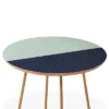 Round Colour Poems Color Block Lines Side Table Green/Gold - Deny Designs