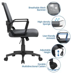Yaheetech Adjustable Mid-Back Office Chair Computer Chair With Wheels -Furniture Specialty Store GUEST b1f69a16 4ad7 4fc8 a9f2 f0edb626ae92
