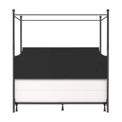 Mcarthur Metal And Upholstered Canopy Bed Matte Black/Gray Fabric - Hillsdale Furniture -Furniture Specialty Store GUEST b2774fa4 6572 42de 9f23 2a1682a9a06f
