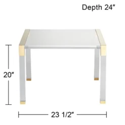 55 Downing Street Modern Cast Acrylic Accent Side End Table 23 1/2" X 24" Clear Gold Spaces Living Room Bedroom Bedside Entryway -Furniture Specialty Store GUEST b2927b1e 3cbe 4d6e bc8b 00e7c5d2a0bb