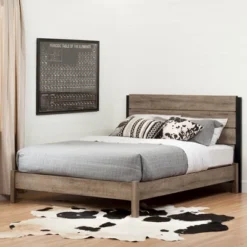 Munich Platform Bed Weathered Oak - South Shore -Furniture Specialty Store GUEST b2b18d3c 1201 44b7 a1f1 f02f1034cc00