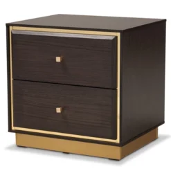 Cormac Wood And Metal 2 Drawer Nightstand - Baxton Studio -Furniture Specialty Store GUEST b2c608a8 d9fc 40b8 b4c6 0872e510b206
