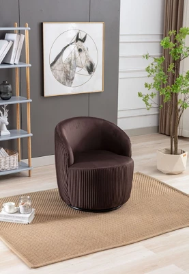 Fannie 25.6'' Wide Tufted Velvet Upholstered 360° Swivel Barrel Chair-Maison Boucle 3 Fannie 25.6'' Wide Tufted Velvet Upholstered 360° Swivel Barrel Chair-Maison Boucle