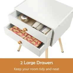 Costway 2PCS Mid Century Modern 2 Drawers Nightstand In White Sofa Side Table End Table -Furniture Specialty Store GUEST b4afe1f7 39b4 4cd6 8d7d 5e4f0ee43eb7