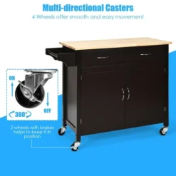 Costway Modern Rolling Kitchen Island Cart Wood Top Storage Trolley With Storage Drawers -Furniture Specialty Store GUEST b4bf8abc 0ea6 4714 bcc0 cb350700098d