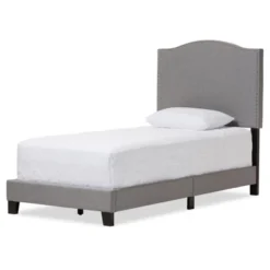 Twin Benjamin Modern And Contemporary Linen Upholstered Arched Platform Bed With Nailhead - Baxton Studio -Furniture Specialty Store GUEST b4f2d1f0 5598 4c01 b574 f4497285e771