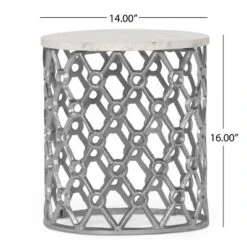 Lenhart Modern Glam Handcrafted Marble Top Aluminum Side Table Nickel/White - Christopher Knight Home -Furniture Specialty Store GUEST b572c300 826c 482d afc7 180a77d6357a