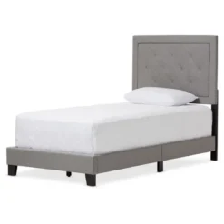 Paris Modern And Contemporary Linen Upholstered Tufting Platform Bed - Twin - Baxton Studio -Furniture Specialty Store GUEST b5a7926e 416a 4f3f 8fae bcd2333f609a