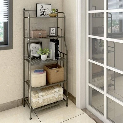 GHQME BIN301 5 Tier Freestanding Metal Space Saving Tower Rack Storage Shelf For Living Room, Bathroom, Kitchen, And Home Office, Matte Black 5 GHQME BIN301 5 Tier Freestanding Metal Space Saving Tower Rack Storage Shelf For Living Room, Bathroom, Kitchen, And Home Office, Matte Black - Image 3