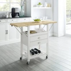 Bristol Double Drop Leaf Kitchen Cart White - Crosley -Furniture Specialty Store GUEST b631bdea a2b8 49a9 9615 fe62f8a32993