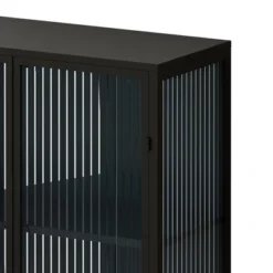 61.61" High Contemporary Glass Door Cabinet With Two Levels Of Storage, Black - ModernLuxe -Furniture Specialty Store GUEST b63ba9e5 1c3f 46f3 99b8 5089301b7f5e