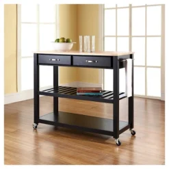 Natural Wood Top Kitchen Cart/Island With Optional Stool Storage - Crosley -Furniture Specialty Store GUEST b6612014 80d9 494e a8b8 595dc40fb354