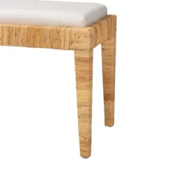 Sofia Rattan And Mahogany Wood Bench White/Natural Brown - Baxton Studio -Furniture Specialty Store GUEST b6c597af 41a7 40d7 8f43 1de34b02bede