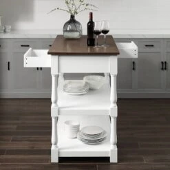 Caitlyn Wood Top Kitchen Island White/Dark Brown - Crosley -Furniture Specialty Store GUEST b6d25edc 2c29 4db8 a091 3cfae194f631