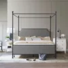 Mcarthur Metal And Upholstered Canopy Bed Matte Black/Gray Fabric - Hillsdale Furniture -Furniture Specialty Store GUEST b72de3b7 c6f4 434a 8d17 b45ebf3d9d60