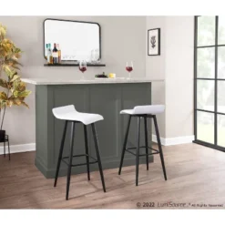 Set Of 2 Ale Faux Leather/Steel Barstools Black/White - LumiSource -Furniture Specialty Store GUEST b79805b2 8ed2 4fca a6fe 0171b386270f