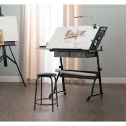 Core Drawing Table And Stool Set Charcoal Black/White - Studio Designs -Furniture Specialty Store GUEST b7cb4957 b13e 4711 95c8 33f24e926373