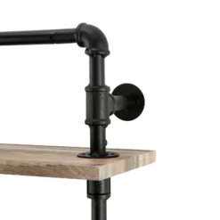 2-Tier Olivia Pipe Wall Shelf Unit With Hanging Rod Black/Rustic - Danya B. -Furniture Specialty Store GUEST b8c3b6dc a8da 447e 80db 2b65a528cae2